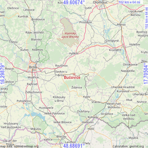 Bučovice on map