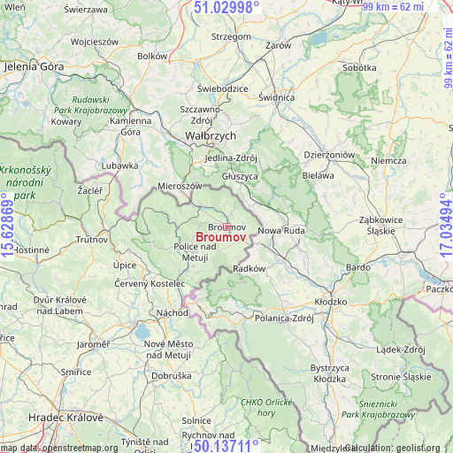 Broumov on map