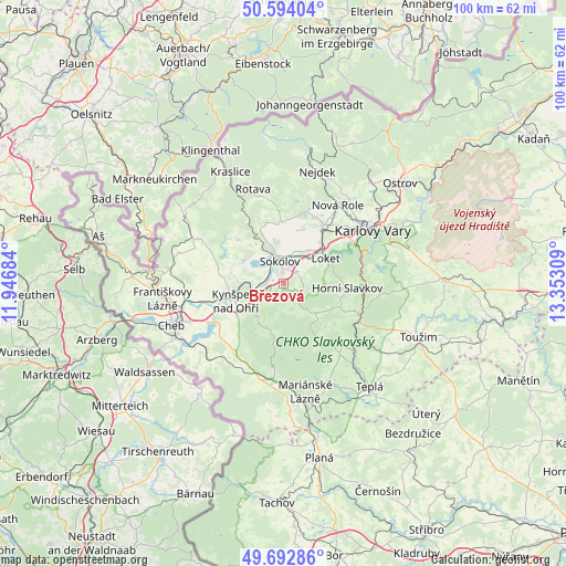 Březová on map