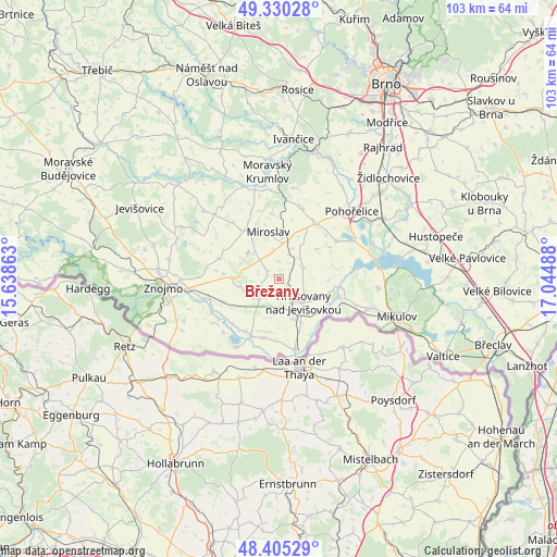 Břežany on map