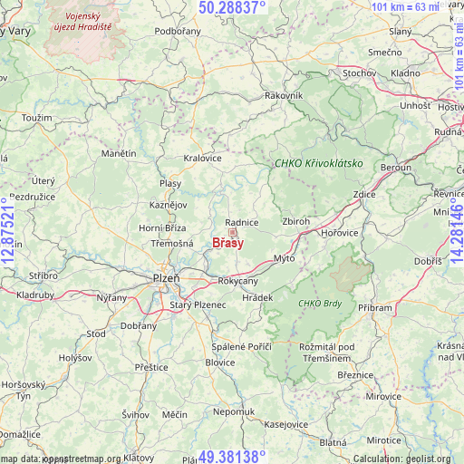 Břasy on map