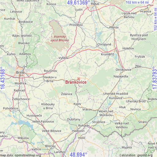 Brankovice on map