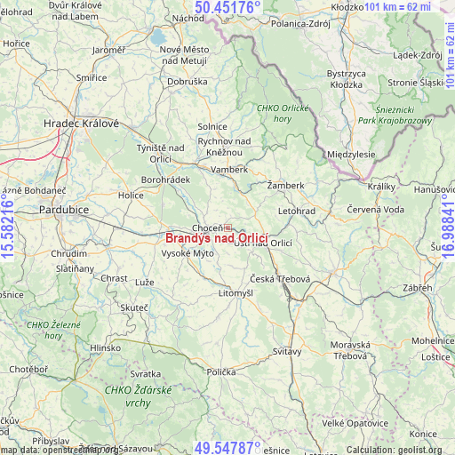 Brandýs nad Orlicí on map