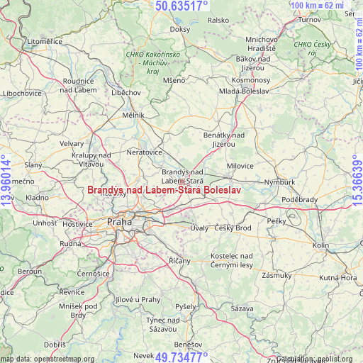 Brandýs nad Labem-Stará Boleslav on map