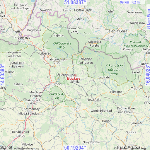 Bozkov on map