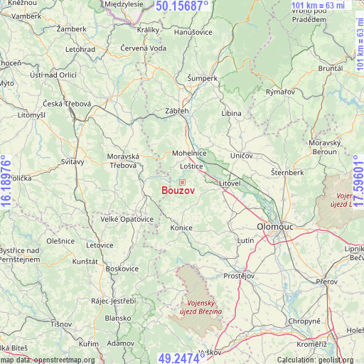 Bouzov on map