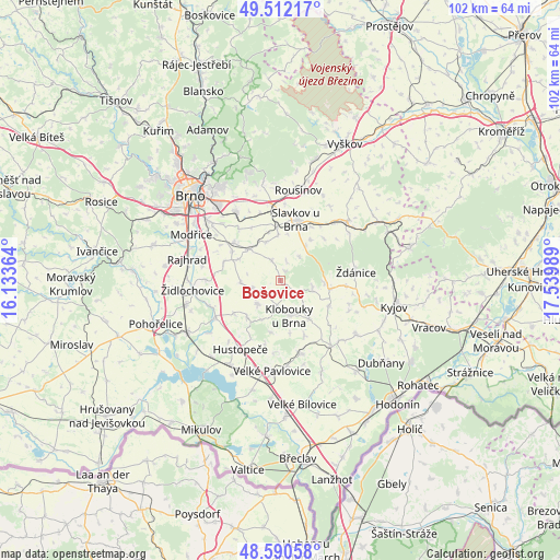 Bošovice on map
