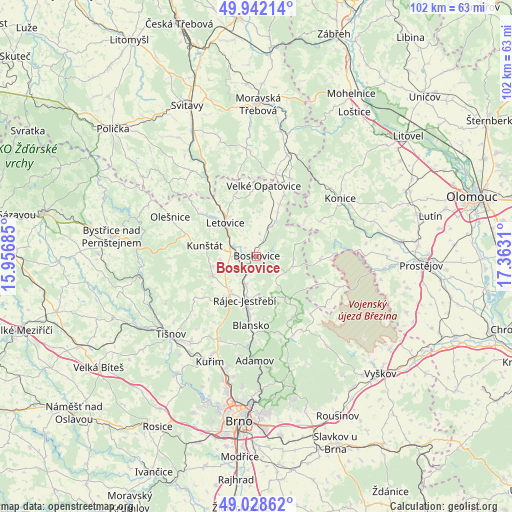 Boskovice on map