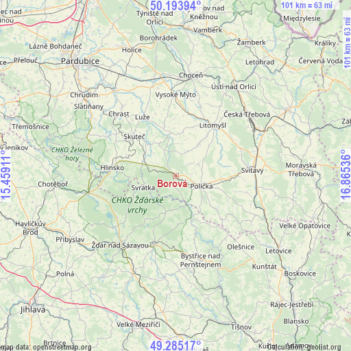 Borová on map