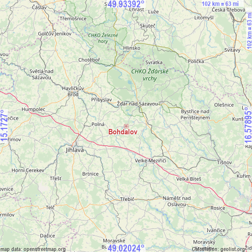 Bohdalov on map