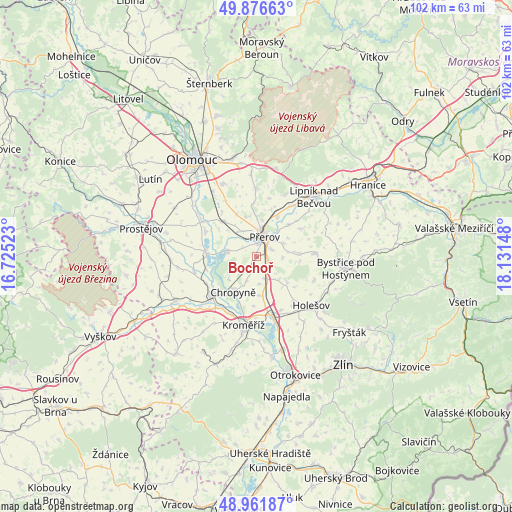 Bochoř on map