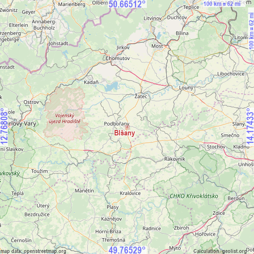 Blšany on map