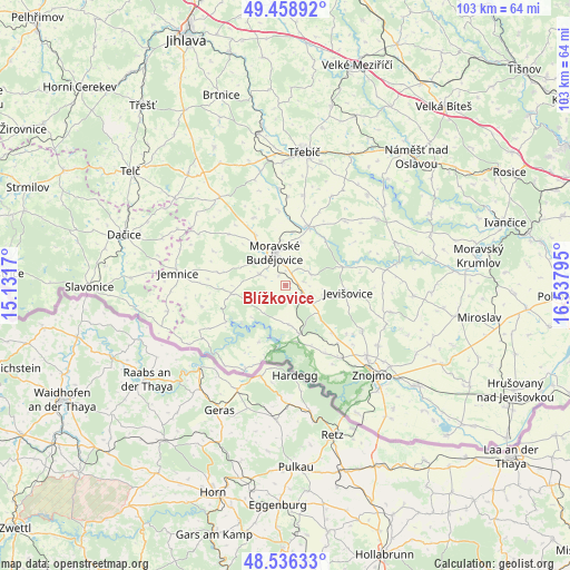 Blížkovice on map