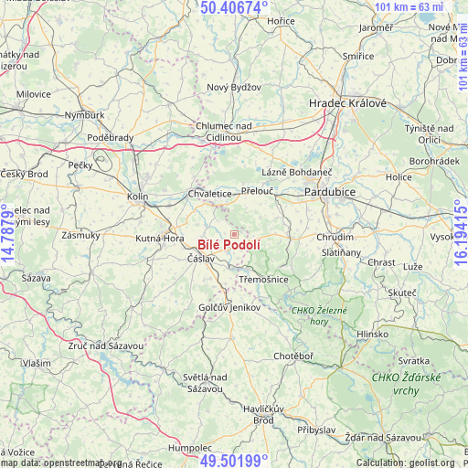 Bílé Podolí on map