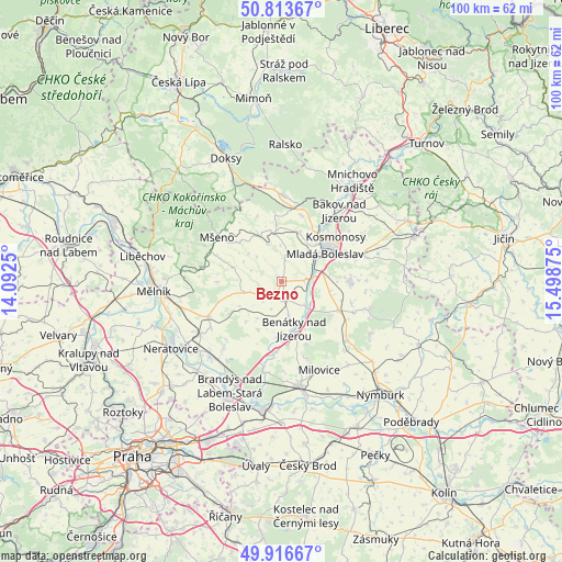 Bezno on map