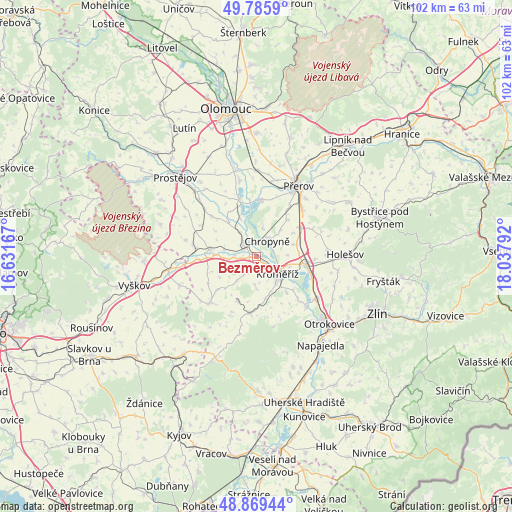 Bezměrov on map