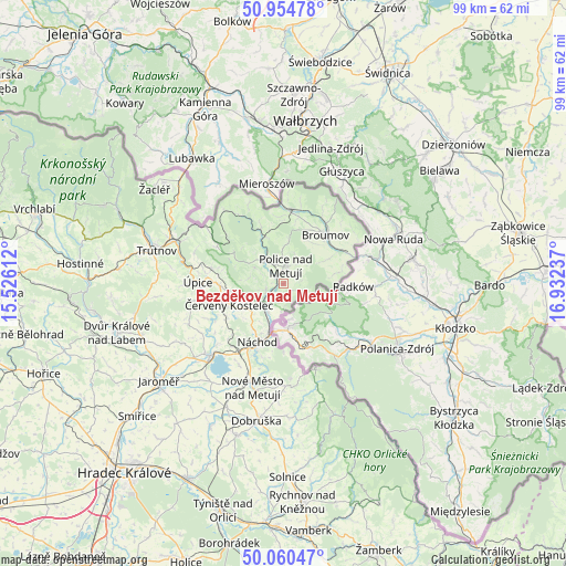 Bezděkov nad Metují on map