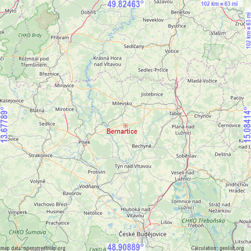 Bernartice on map