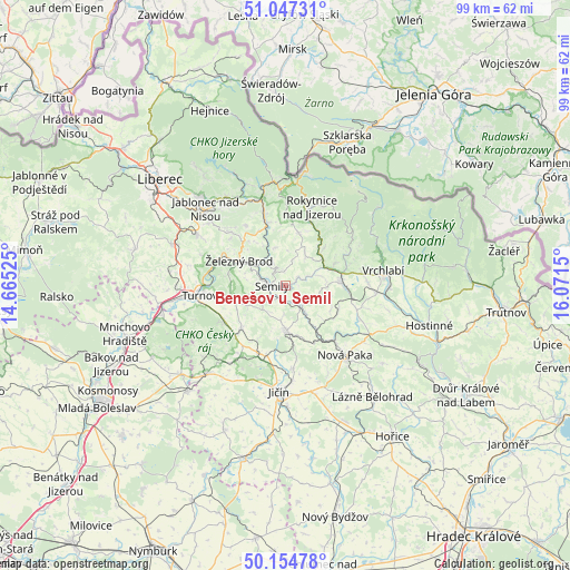 Benešov u Semil on map