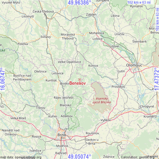 Benešov on map