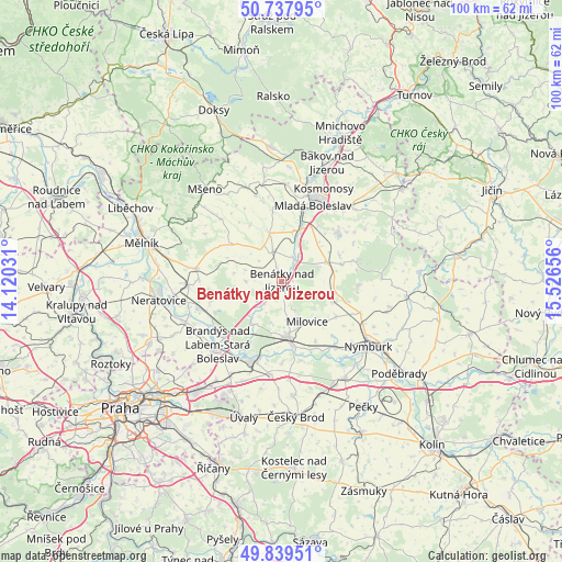 Benátky nad Jizerou on map