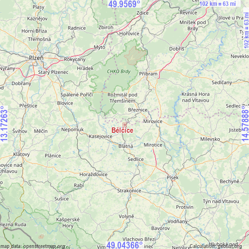 Bělčice on map