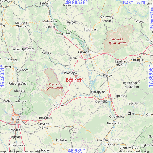 Bedihošť on map