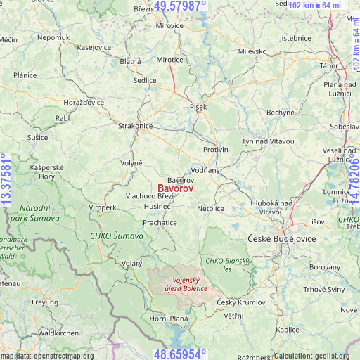 Bavorov on map
