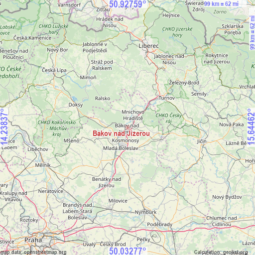 Bakov nad Jizerou on map