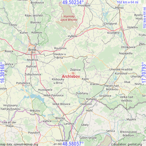 Archlebov on map