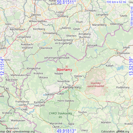 Abertamy on map