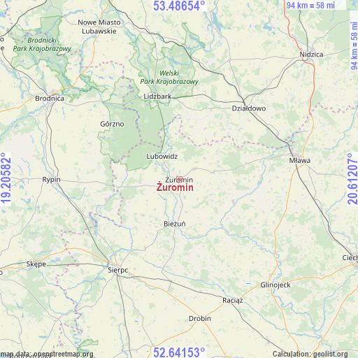 Żuromin on map