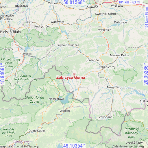 Zubrzyca Górna on map