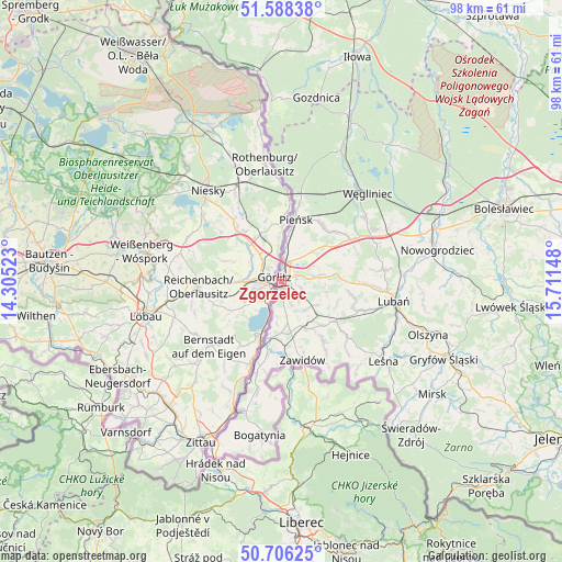 Zgorzelec on map