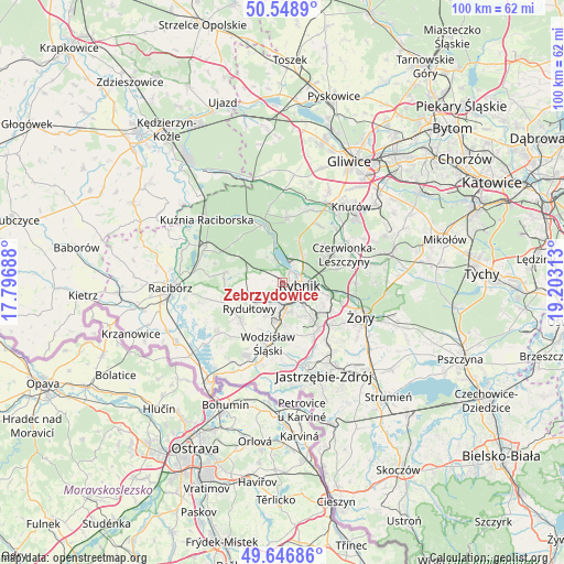 Zebrzydowice on map