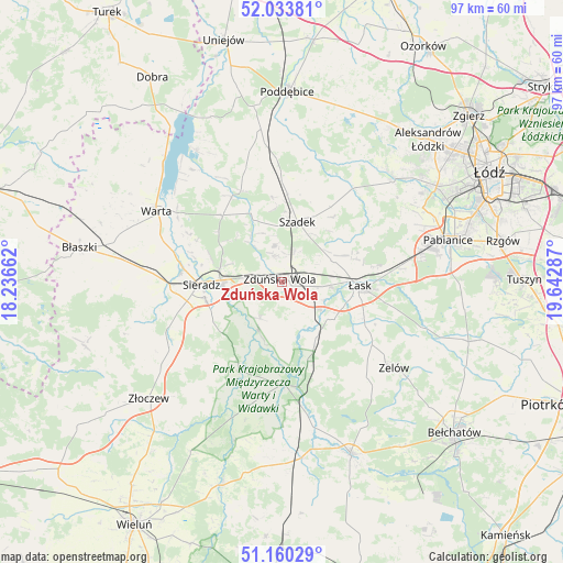 Zduńska Wola on map
