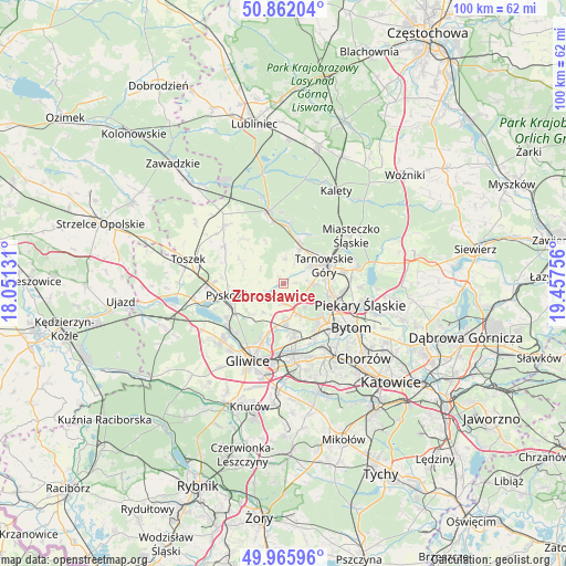 Zbrosławice on map