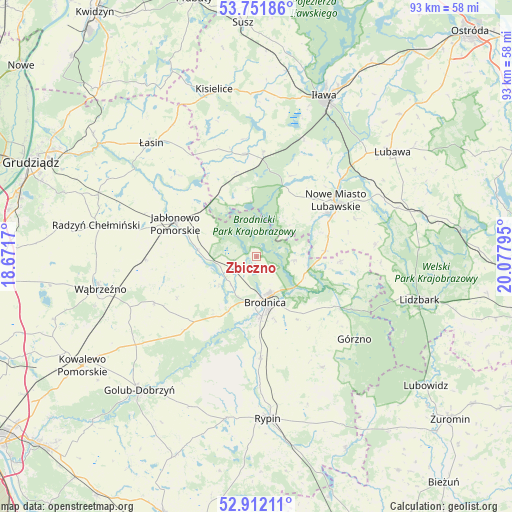 Zbiczno on map
