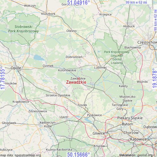 Zawadzkie on map