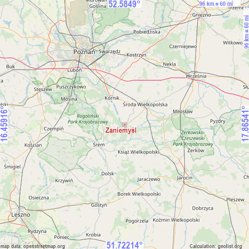 Zaniemyśl on map