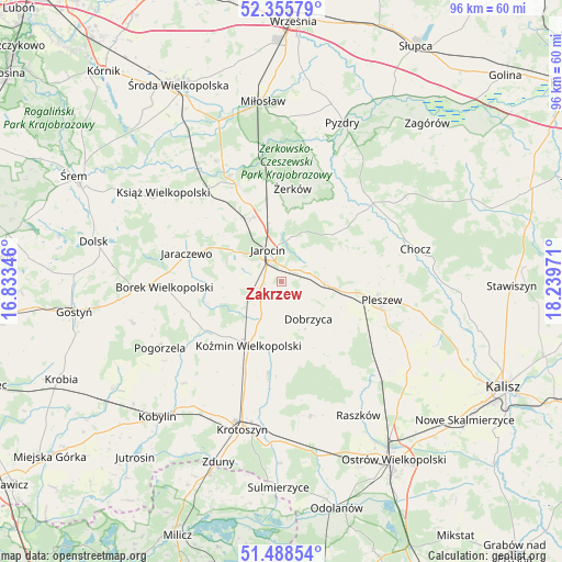 Zakrzew on map