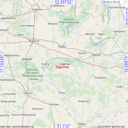 Zagórów on map