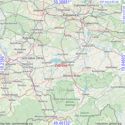 Zabrzeg on map