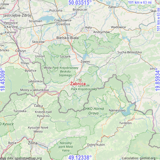 Żabnica on map