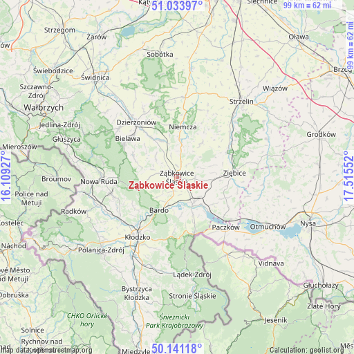 Ząbkowice Śląskie on map