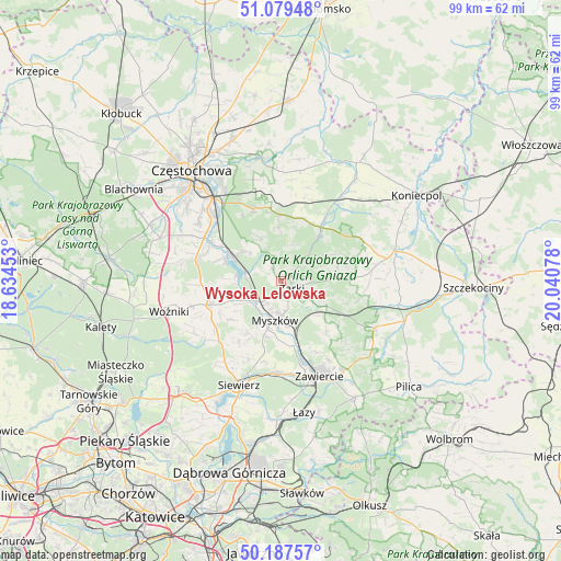 Wysoka Lelowska on map