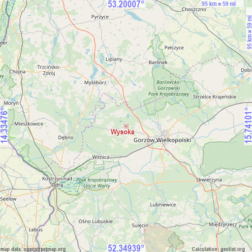 Wysoka on map