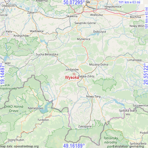 Wysoka on map