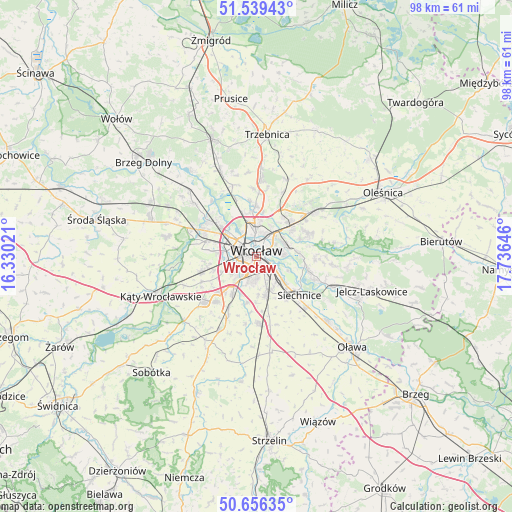 Wrocław on map