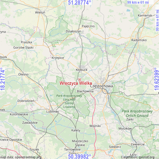 Wręczyca Wielka on map